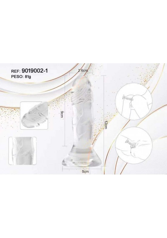 Dildo realista transparente con base de ventosa de 12 cm
