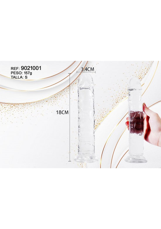 Dildo realista transparente talla S 18 cm con ventosa