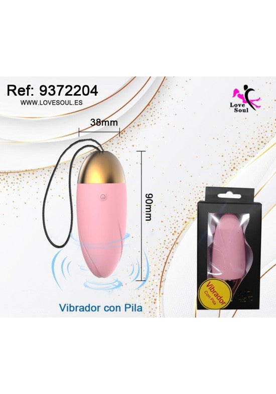 Huevo vibrador rosa y dorado con cordón de seguridad, ref. 9372204