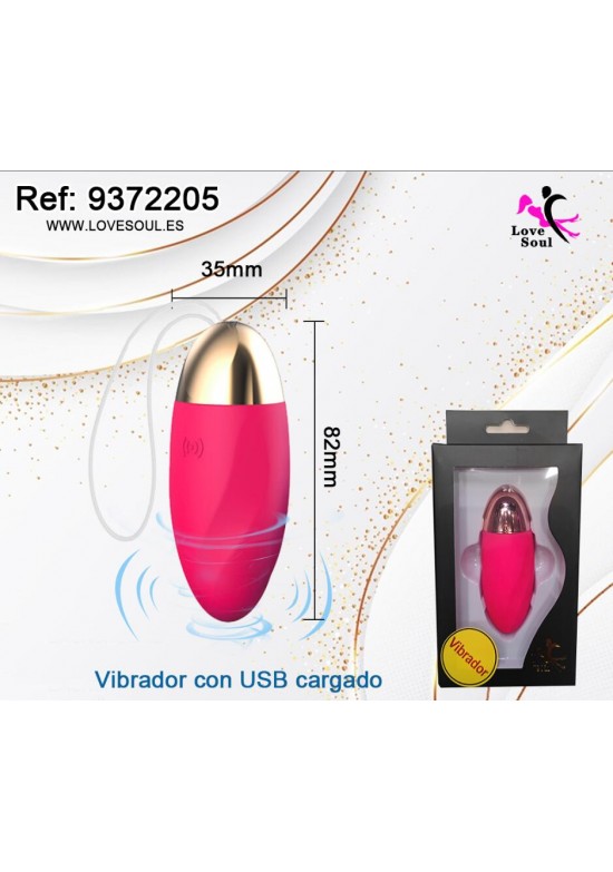 Huevo vibrador fucsia con extremo dorado y carga USB, ref. 9372205
