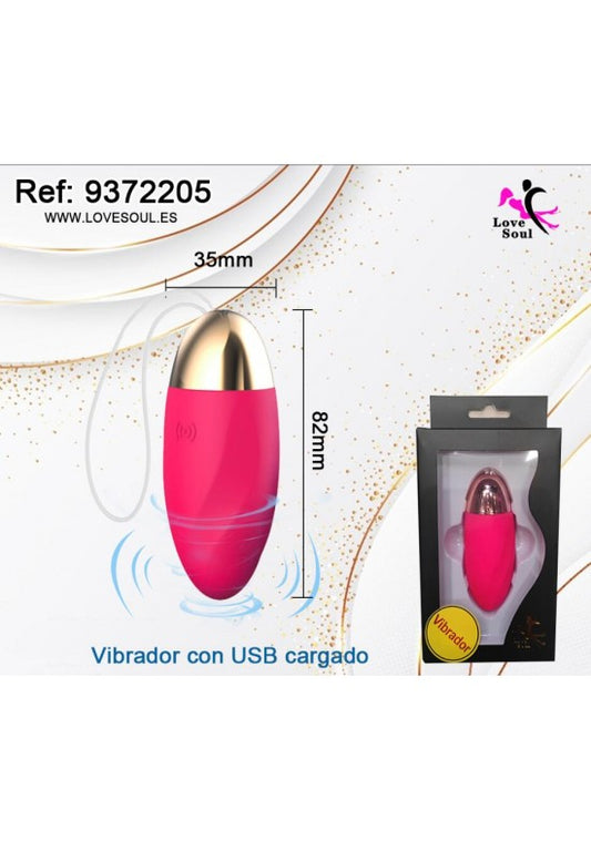 Huevo vibrador fucsia con extremo dorado y carga USB, ref. 9372205