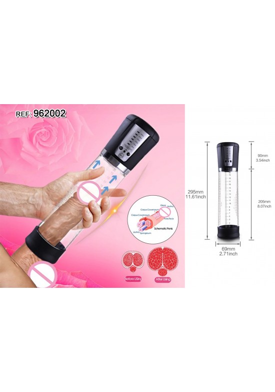 Bomba de vacío eléctrica masculina con cilindro transparente y panel de control