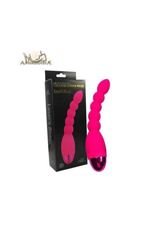 Vibrador de silicona en cuentas Lover's Beads rosa fucsia con caja Aphrodisia