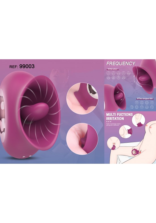 Estimulador femenino multifunción rosa con lengüeta y 9 modos de vibración