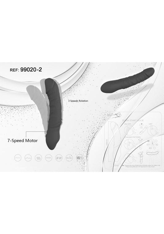 Vibrador rotativo de silicona negra con 7 velocidades y 3 rotaciones