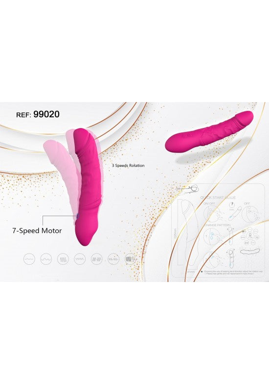 Vibrador rotatorio de silicona rosa fucsia con 7 velocidades, ref. 99020
