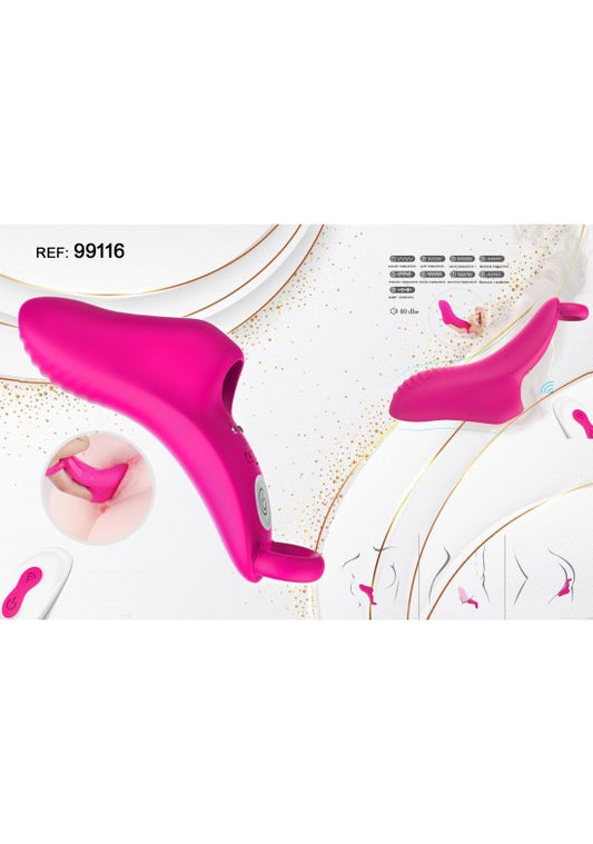 Vibrador de dedo en silicona fucsia con mando a distancia