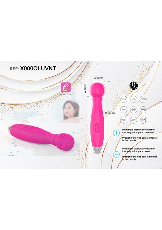 Masajeador wand personal rosa fucsia 9 velocidades resistente al agua