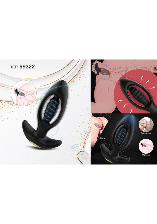 Plug anal vibrador negro de silicona con mando a distancia inalámbrico