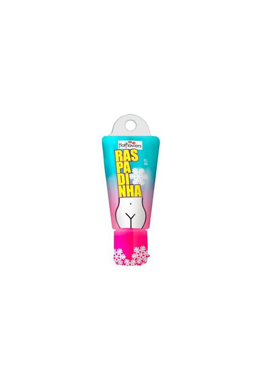 Tubo de gel íntimo efecto frío Hot Flowers Raspadinha en tonos turquesa y rosa