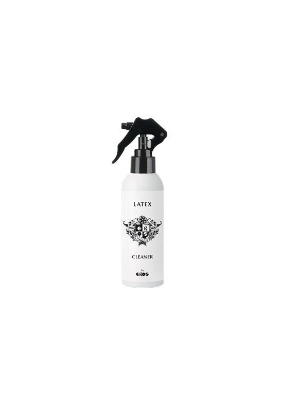 Spray limpiador de látex EROS Latex Cleaner en botella blanca con gatillo negro