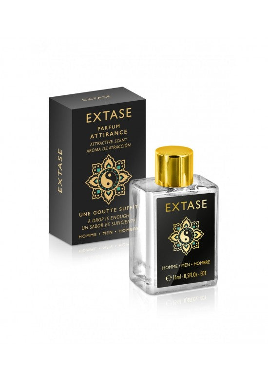 Perfume Extase Parfum Attirance para hombre EDT 15 ml con caja negra y tapón dorado