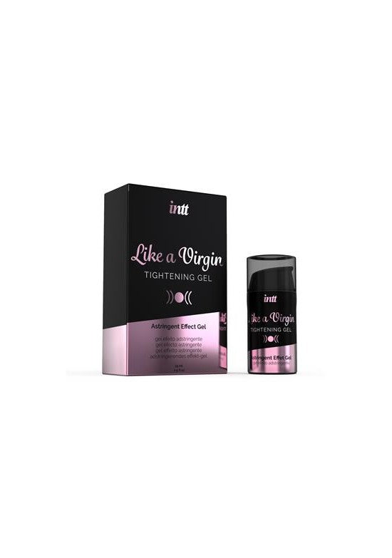 Gel astringente íntimo Intt Like a Virgin 15ml con caja negra y rosa