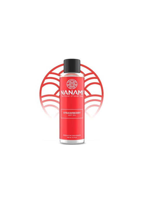 Botella roja de aceite de masaje caliente Nanami Strawberry 100ml