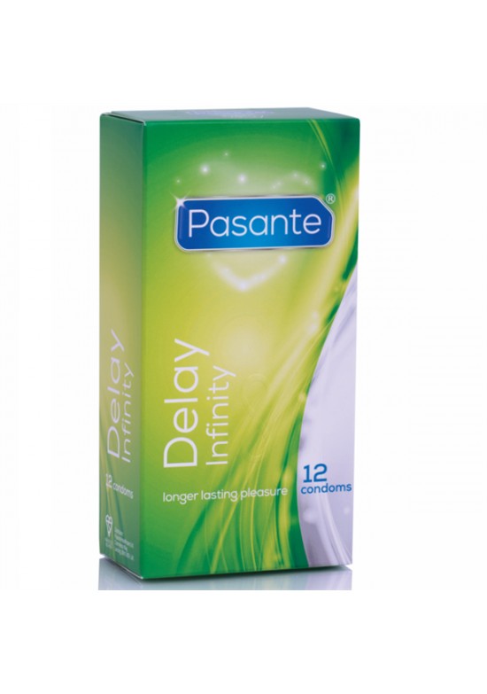 Caja verde de preservativos Pasante Delay Infinity retardantes 12 unidades