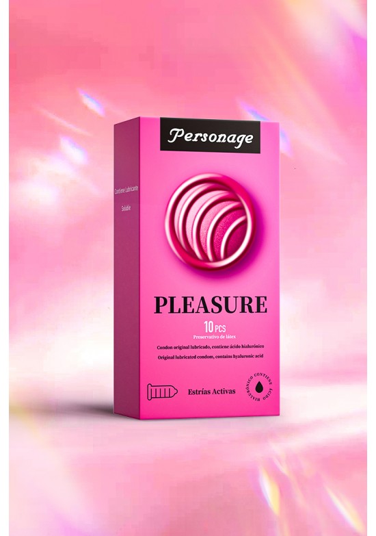 Caja de preservativos Personage Pleasure 10 unidades en color rosa fucsia