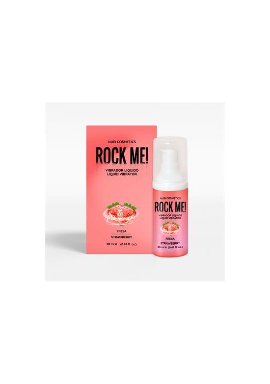 Rock Me! vibrador líquido fresa strawberry 20ml con caja rosa Nuei Cosmetics