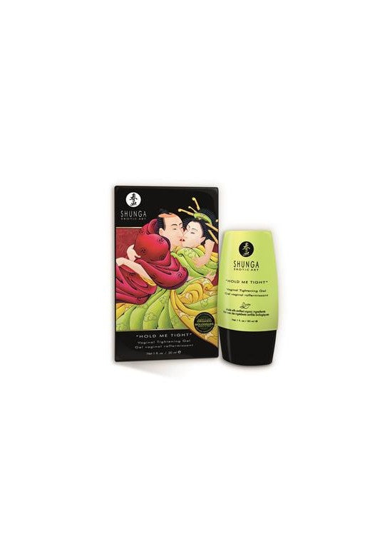 Gel tensor vaginal Shunga Hold Me Tight 30ml con caja ilustrada línea Erotic Art