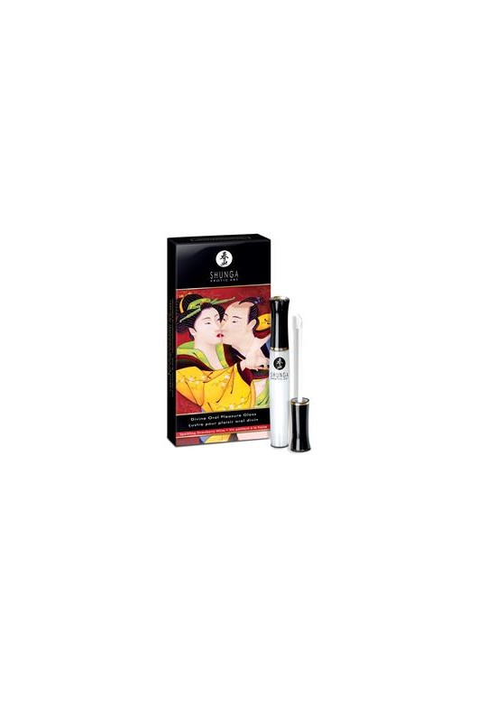 Caja y aplicador del gloss de placer oral Shunga Divine sabor fresa chispeante