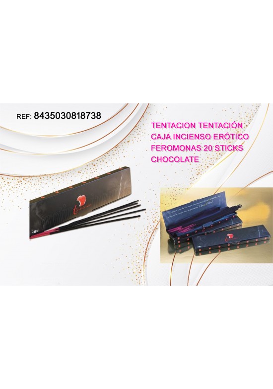 Caja de incienso erótico con feromonas Tentación aroma chocolate 20 sticks