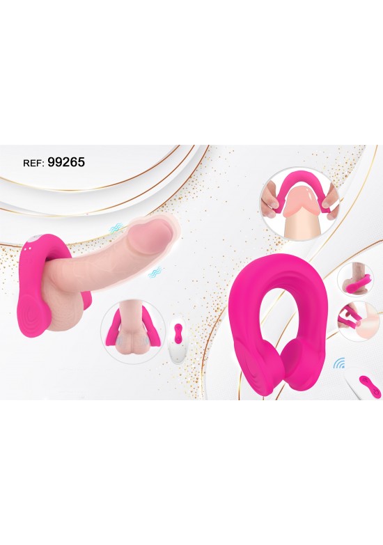 Anillo estimulador de pareja de silicona fucsia con mando a distancia