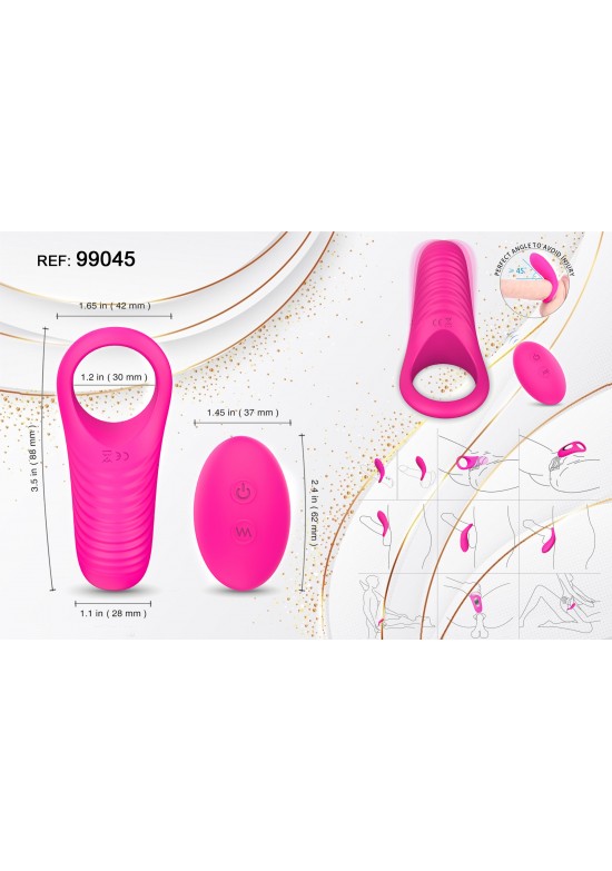 Anillo vibrador en silicona fucsia con mando a distancia inalámbrico