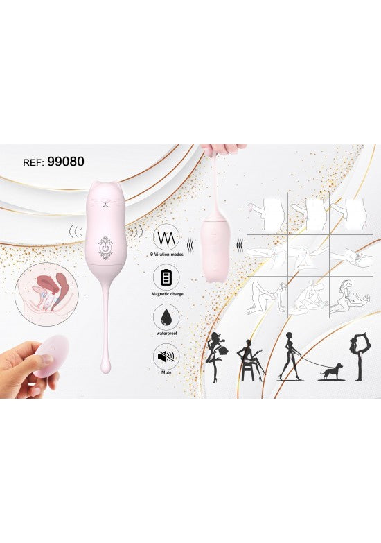 Huevo vibrador de silicona rosa con mando a distancia inalámbrico