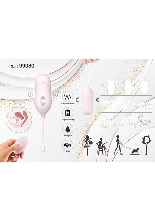 Huevo vibrador de silicona rosa con mando a distancia inalámbrico