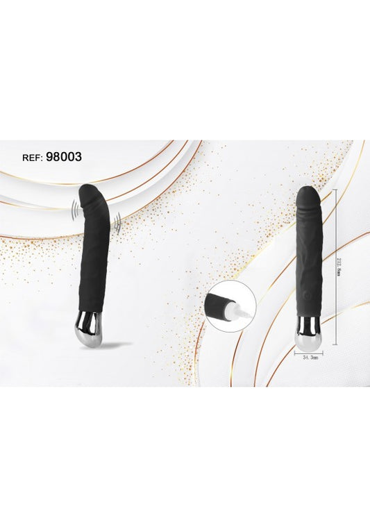 Vibrador negro con base plateada de 21,5 cm ref 98003