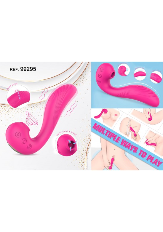 Estimulador rosa de succión y vibración doble en silicona