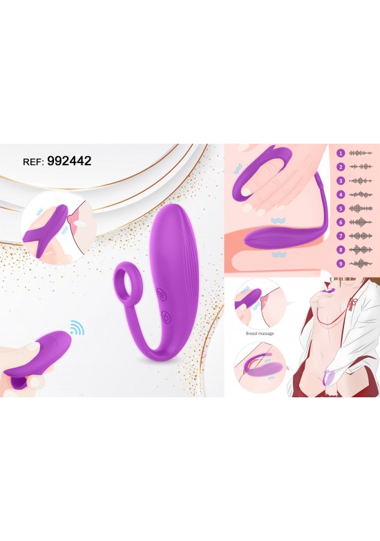Vibrador de huevo en silicona lila con mando a distancia inalámbrico