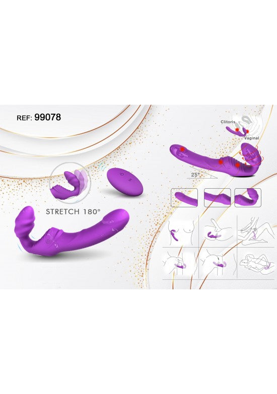 Vibrador doble flexible 180 grados en silicona lila con mando a distancia