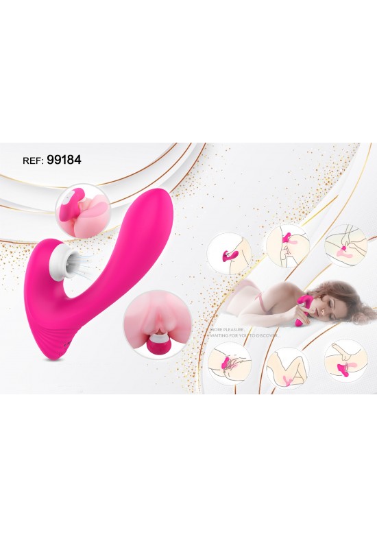 Estimulador femenino con cabezal rotatorio en silicona rosa fucsia ref 99184