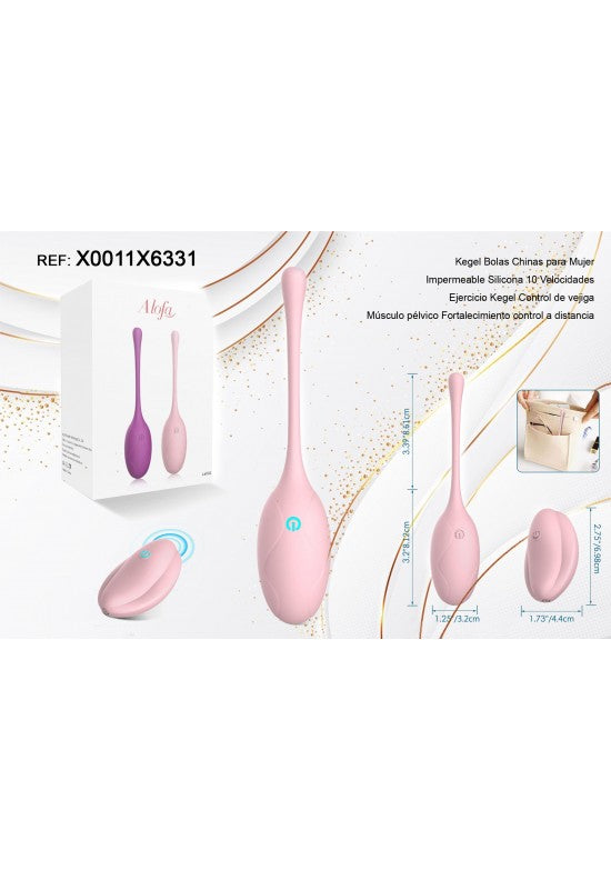 Bolas Kegel de silicona rosa con mando a distancia inalámbrico y 10 velocidades