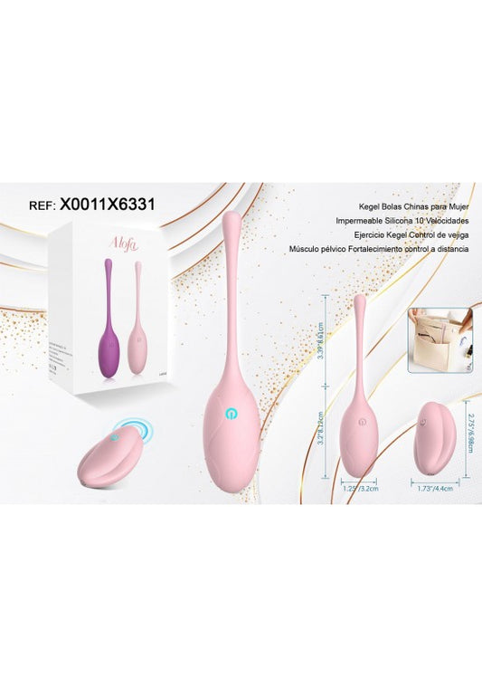 Bolas Kegel de silicona rosa con mando a distancia inalámbrico y 10 velocidades