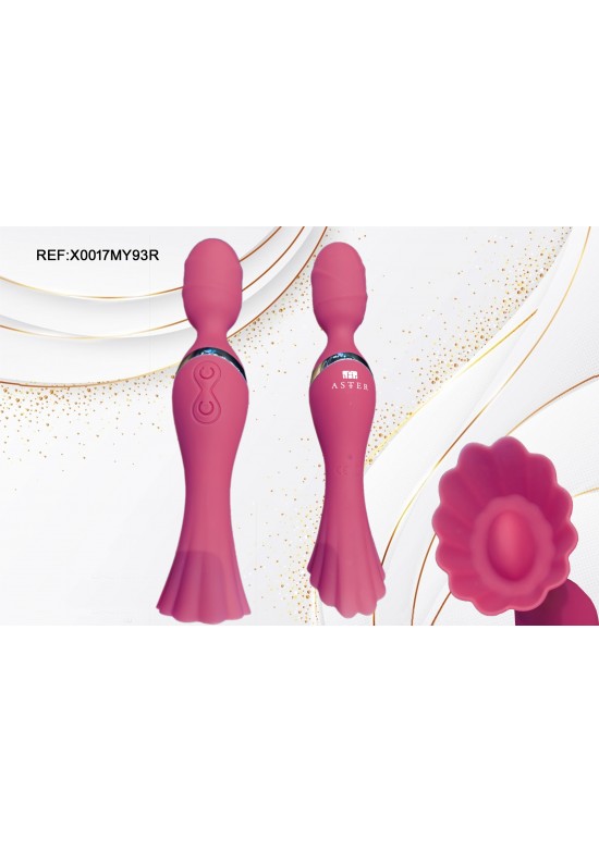 Masajeador wand de silicona rosa oscuro con cabezal redondeado texturizado