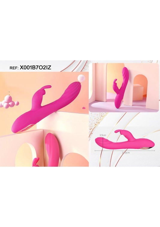 Vibrador rabbit de silicona color rosa fucsia con rama estimuladora lateral