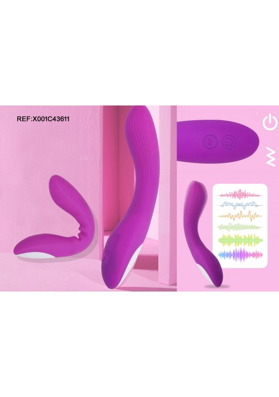 Estimulador flexible para parejas en silicona violeta con mando a distancia inalámbrico